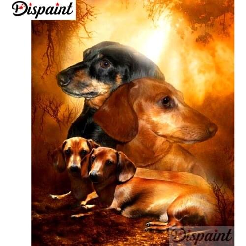 Dispaint Full Square/Round Drill 5D DIY Diamond Painting "Animal dog scenery" Embroidery Cross Stitch 5D Home Decor A10316