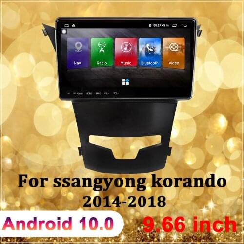 Car Navigator For Ssangyong Korando 2014-2018 Android 10 9.66 Inch Touch Screen GPS Free Latest Europe Maps Navigation Player