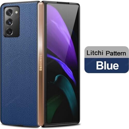 For samsung galaxy z fold 2 Case Luxury Genuine Leather Fold Case Flip litchi Anti-knock Hard Cover For Galaxy Z fold 2 Flip