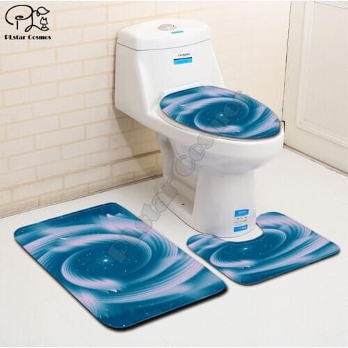 Colored psychedelic Cartoon funny 3D printed Bathroom Pedestal Rug Lid Toilet Cover Bath Mat Set drop shipping
