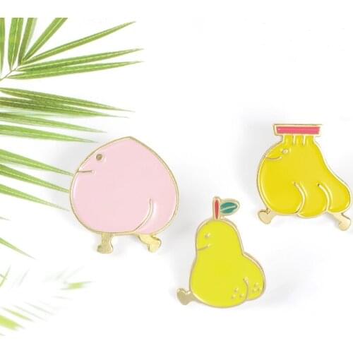 Lets exercise together! Fruit enamel pin walking fruit banana pear peach baby fun men and women badge punk lapel brooch jewelry