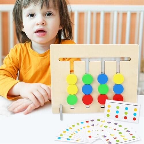 Wooden Toys Montessori Children Logical Reasoning Training Kids Educational Toys Double-sided Color and Fruit Pairing Game