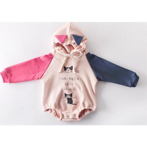 Cartoon hooed romper baby girls clothes Spring autumn infant bodysuit kids jumpsuit toddler costumes children outfits 0-24m