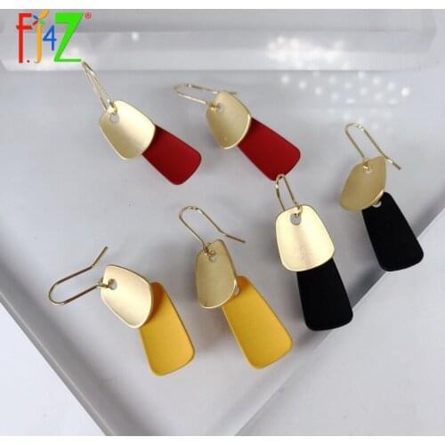 F.J4Z Korea Candy Earrings Gold & Colored Geometric Statement Charm Party Show Dangle Earrings Jewelry boucle d'oreille femme