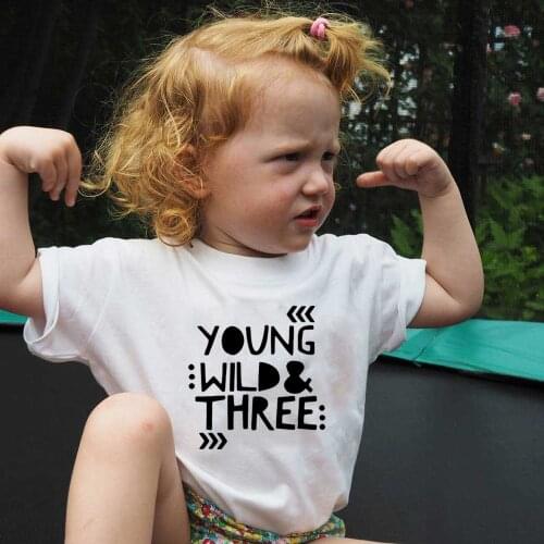 Young Wild and Three Girls 3rd Birthday Shirt for Toddler Girls or Boys Third Birthday Outfit