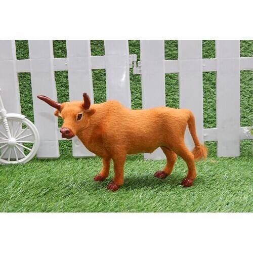 Simulation cattle polyethylene&furs yellow cattle large 28x18cm model handicraft prop,home decoration Xmas gift w1457