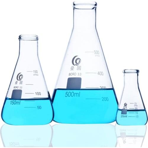 50ml to 1000ml Erlenmeyer Borosilicate Glass Flask Wide Neck Flask Conical Triangular Flask Laboratory Chemical Equipment