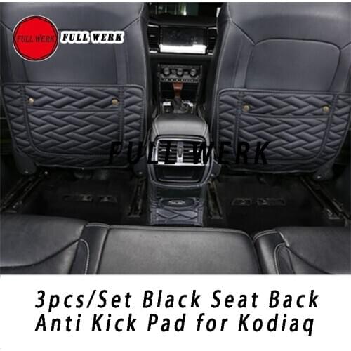 Set of 3 pcs Leather Auto Car Seat Back Anti Kick Cover Pad for Kodiaq Interior Protector Kid Kicking Mat Accessories