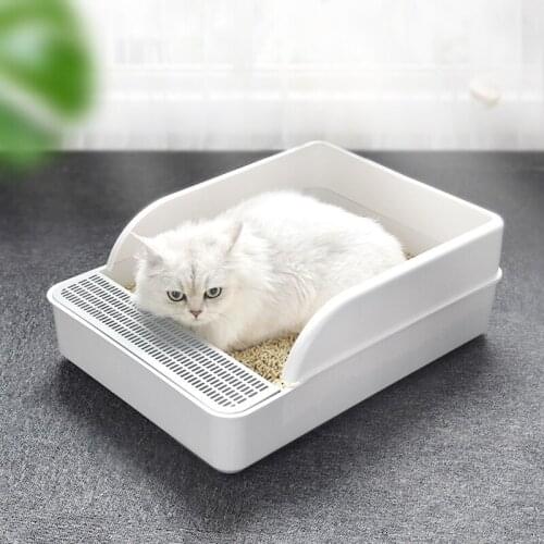 Cat Litter Box Anti-Splash Semi-Enclosed Deodorant Pet Dog Toilet Bedpan Cat Toilet Pan Sandbox with Shovel
