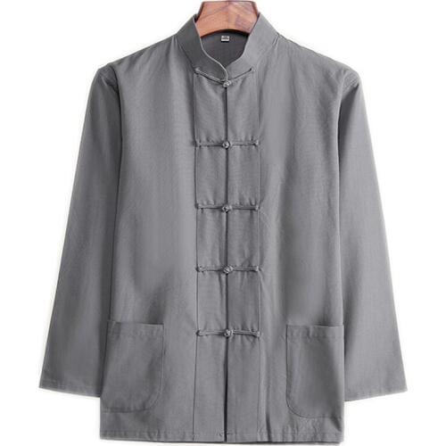 Tang Suit Chinese Tradtional Top Men Spring Autumn Long-sleeved Chinois Shirt Plus Size Kung Fu Blouse Meditation Tai Chi