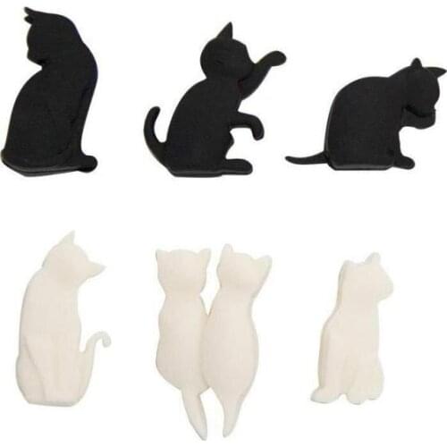 6Pcs/Set Silicone Wine Glass Markers Black And White Cat Drinking Buddy Cup Identification Tea Bag Holders Bar Tool