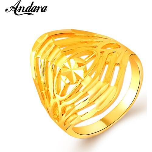 Fashion GP Gold Color Hollow Out Circle Round Ring Size 6 7 8 9 For Women Men New Gold Finger Ring Jewelry JR062