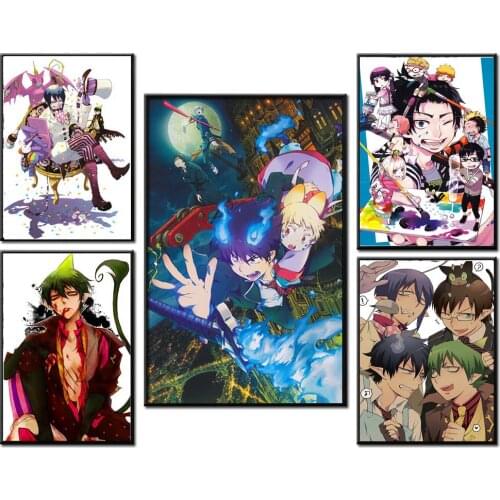 Nordic Wall Art HD Printed Home Decoration Blue Exorcist Poster Pictures Modern Animation Canvas Painting For Living Room Framed