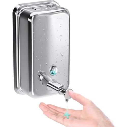 500ml Bathroom Wall-mounted Manual Soap Dispenser Stainless Steel Hand Sanitizer Shower Gel Bottle Kitchen Dish Soap Container