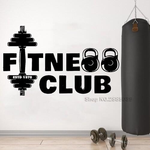 Fancy Fitness Club Sign Decal Wall Decor Gym Words Quote Sticker Gym Studio Custom ESTD Years Commemorative gift LC1387