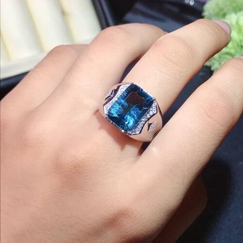 100% Real New S925 Pure Silver mens ring with topaz noble and elegant topaz ring, gift for boyfriend One size