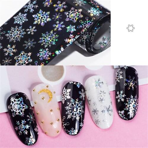 New 4*100cm Christmas Black and White Transfer Decals Symphony Snowflake Laser Stickers Nail Accessories Nail Art Starry Paper