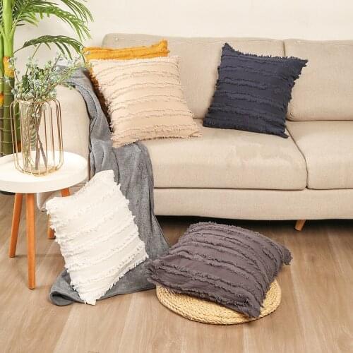 Solid Cushion Cover 45x45cm Fashion Tassel Pillowcase Linen/Cotton Jacquard Throw Pillow Covers For Home Decoration Corgi