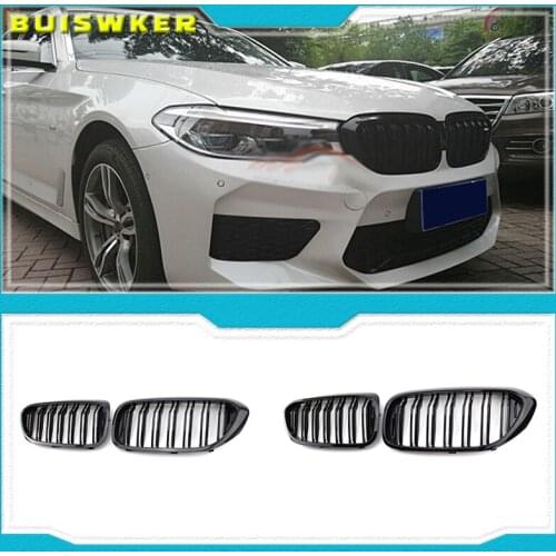 Front Bumper Kidney Grille Grill for BMW G30 G31 G38 5 Series 525I 530I 540I 550I with M-Performance Black Double Line Kidney Gr