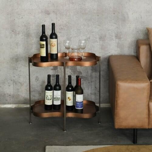 Retro light luxury metal side table modern creative double layer plant stand multi-functional non-slip balcony corner shelf