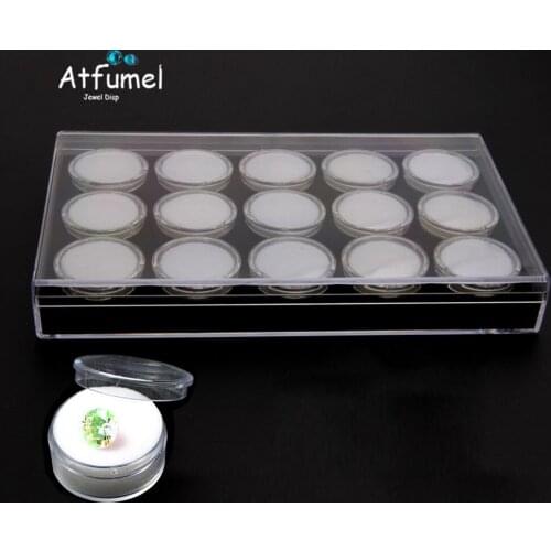 15slot 3cm Dia Gemstone Diamond Jewelry Display Box With Clear Case Loose Diamond Display Holder Stone Gem Storage Organizer Box