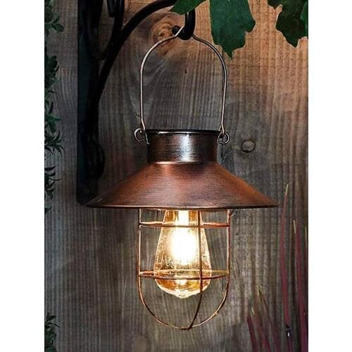 Solar Vintage Pendent Lamp Pendent Lights Solar Wrought Iron Tungsten Wire Hanging Light Art Decoration Hanging Lamp Living Room