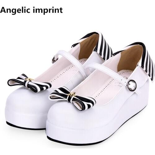 Angelic imprint woman mori girl lolita cosplay shoes lady mid heels pumps women princess dress party shoes 33-47 navy style 4cm