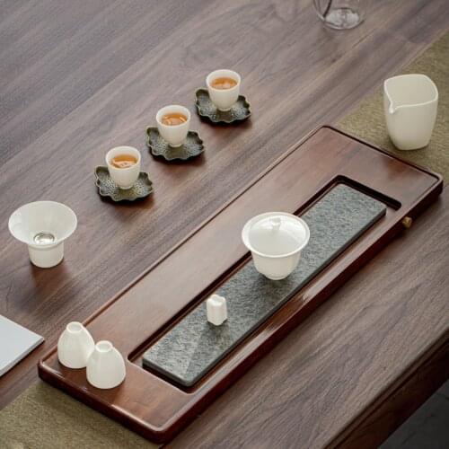 Vintage Stone Tea Tray Eco Friendly Drainage High Quality Water Storage Large Tea Tray Dry Bubble Plateau Bois Teaware DF50CP
