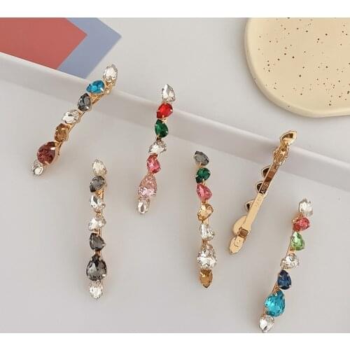 Women Geometric Irregular Peach Heart Rhinestone Hair Clip Lady Fashion Head Ponytail Clip