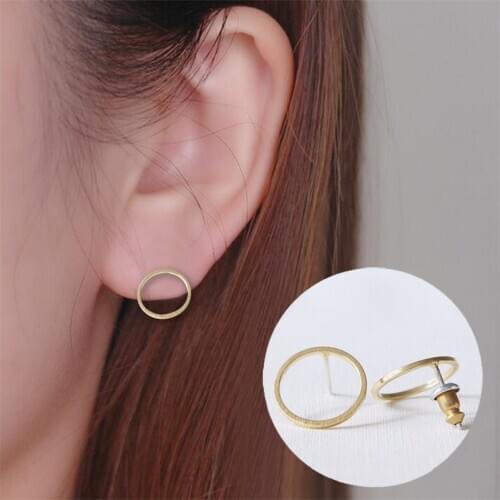 2019 hot Fashion New Multicolor Bushed Open Round Stud Earrings for Women Simple Geometric Circle Party Earrings Jewelry
