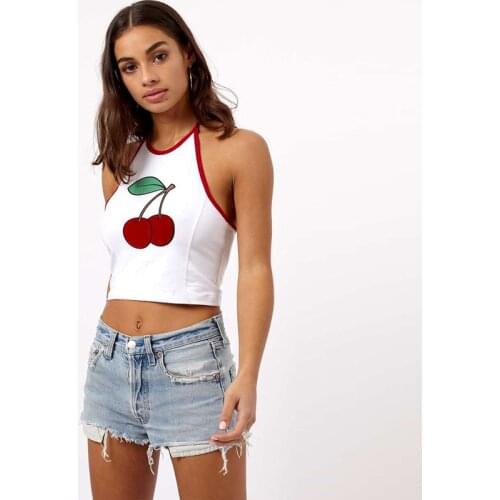 2021 European and American fashion print sexy open navel short sling vest