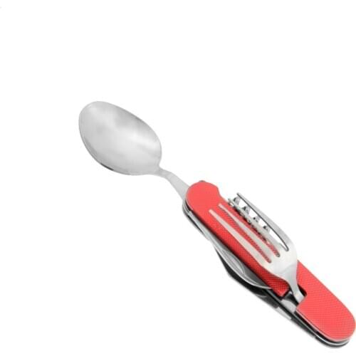 2PCS Camping Knife Stainless Steel Travel Cross Portable Tableware Neutral Demolition Multifunction Spoon Combination