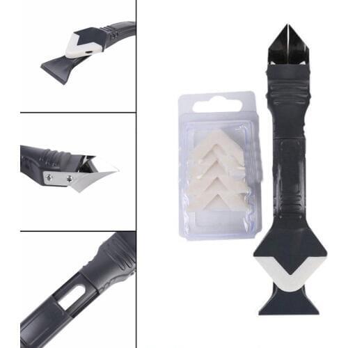 3 in 1 Sealant Angle Scraper Silicone Grout Caulk Tool Kit Set Remover Spreader Spatula Cement Kitchen Window Cleaner New