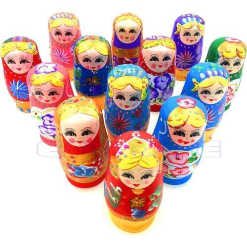 5Pcs New Wooden Hand Painted Russian Nesting Dolls Babushka Matryoshka Gift Toy Cute Dolls For Girl