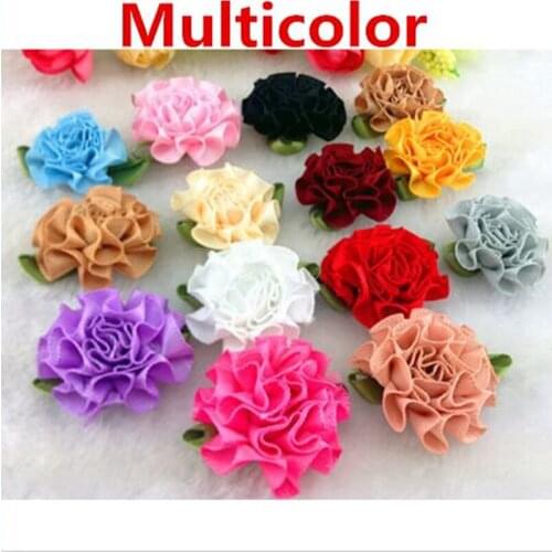50pcs/lot Color Satin Ribbon Bows Flowers Carnation Appliques sewing/craft/wedding