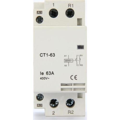 Household AC contactor 220V 63Amps 2P 1NO+1NC 220V CT1-63 modular contactor