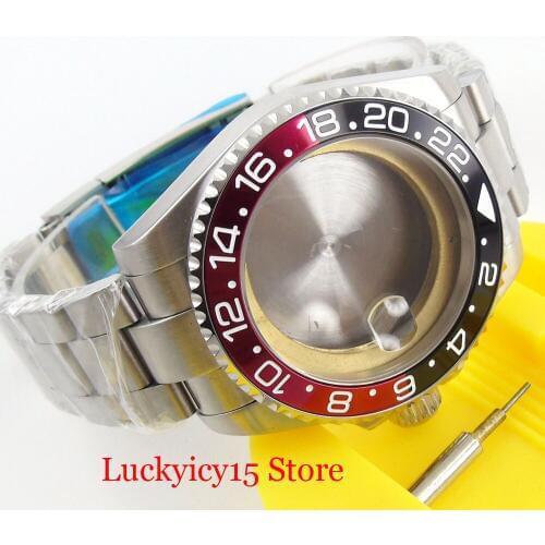40mm Stainless Steel Watch Case + Watch Bracelet with Sapphire Glass Watch Bezel Fit MIYOTA Auto Movement