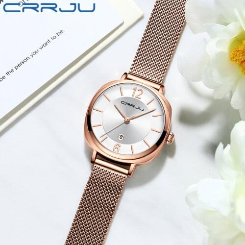 CRRJU New Rose Gold Women Watch Business Quartz Watch Ladies Top Brand Luxury Female Wrist Watch Girl Clock Relogio Feminin