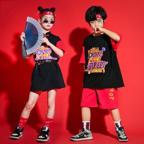 Fashion Hip Hop Street Dance Streetwear Jazz Dance Stage Costume Children Chinese Style Catwalk Show Performance Wear YS2073