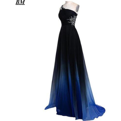 2019 Elegant A-line Ombre Prom Dresses Chiffon Beading Long Gradient Formal Evening Dress Party Gown Vestidos De Gala BM110