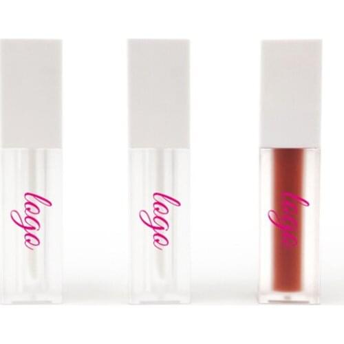 Lip Gloss Container with Wand Square Tube Bottle Package Liquid Lipstick White Frosted/Clear Wholesale In Stock Upscale Type