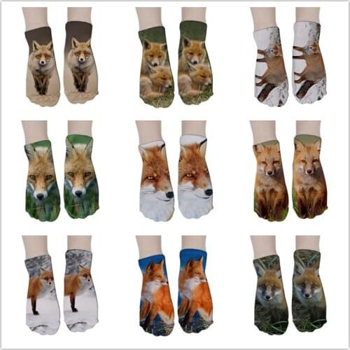 Short Socks Women Funny Cute Fox Kawaii Cartoon Socks Casual Ankle Socks Funny Animal Socks For Female calzini