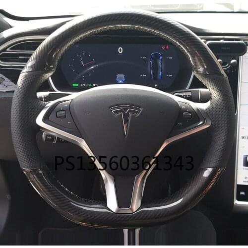 For Tesla model S model X Model 3 hand-stitched leather flip-furry steering wheel cover special