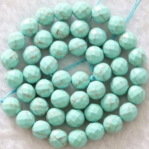 Beautiful taiwan green turquoise hot sale faceted round jasper 8mm charming gems loose beads jewelry making 15inch B1087