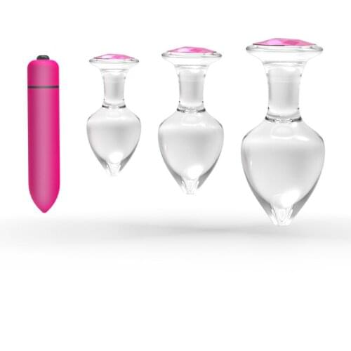 SOURCION Crystal Pink Glass Anal Plug Diamond Insert Jewelry Transparent Anal Butt Plug Vibrator Buttplug Dildo Sex Anal Toys