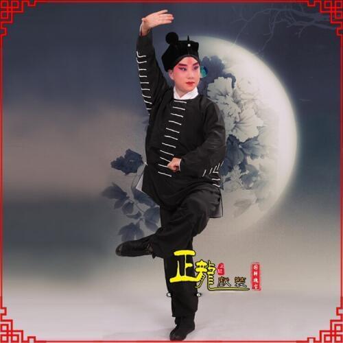 Hot Sale New Chinese Traditional Beijing Opera Dramaturgic man Costume Robe Black Peking Opera Stage costume Champion costume