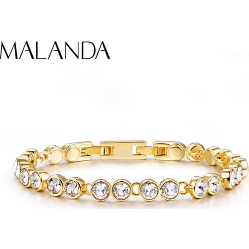 Malanda Fashion Lady Bracelets Crystals From Swarovski Gold Color Luxury Bracelets Bangles For Women Wedding Party Jewelry Gift