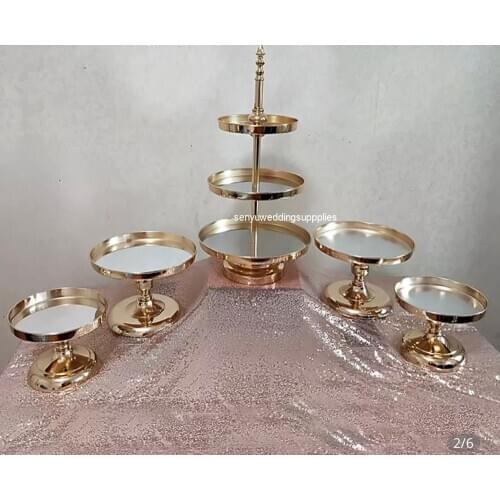 New style hot sale fancy multilevel size wedding event gold iron cake stand weding plinth stand for wedding stage senyu2441