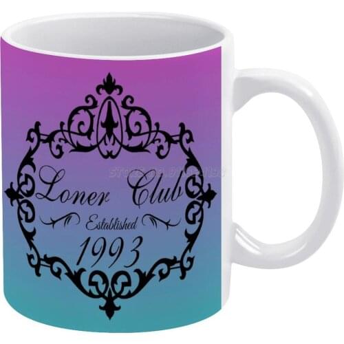 Loner Club Ombre White Mug 11oz Ceramic Tea Cup Coffee Mug Friends Birthday Gift Loner Club Loner Solo Alone Introvert