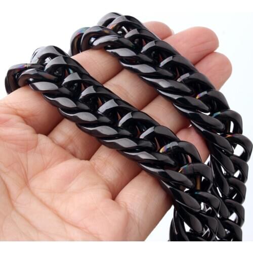 Tiasri 11/16mm Cuba Miami Mens Necklace High Quality Stainless Steel Bracelet Punk Hip-hop Boys Jewelry Accessories Choker Link